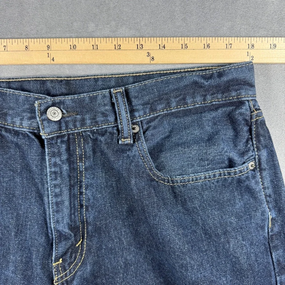 Levis 559 Mens Relaxed Straight Leg Jeans 36x32 Dark Wash Blue Denim